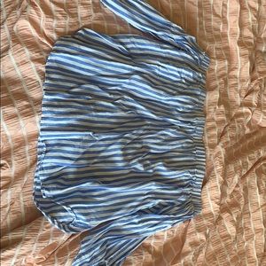 Plus size striped off the shoulder blouse